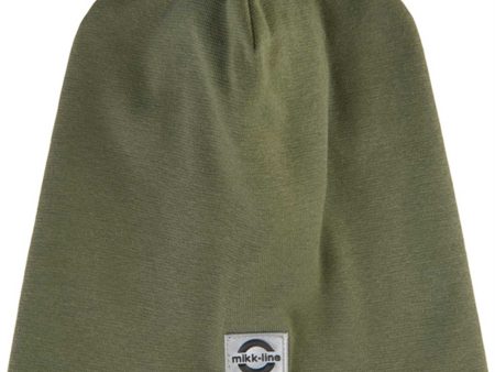 Mikk-Line Beanie Bomuld Dusty Olive on Sale