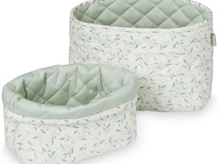 Cam Cam Copenhagen Quilted Opbevaringskurv 2 Pak Green Leaves Cheap