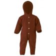 Engel Hooded heldrakt m. Knapper Cinnamon Mélange Fashion